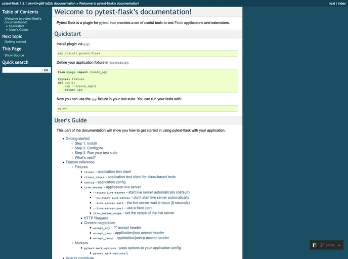 screenshot of Pytest Flask