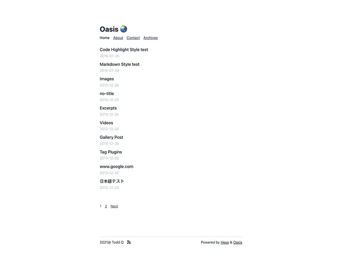 screenshot of Hexo Theme Oasis