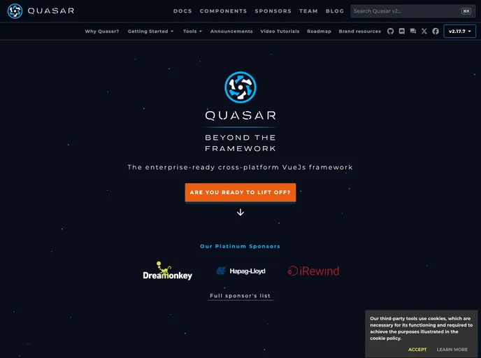 screenshot of Quasar Starter Kit Umd