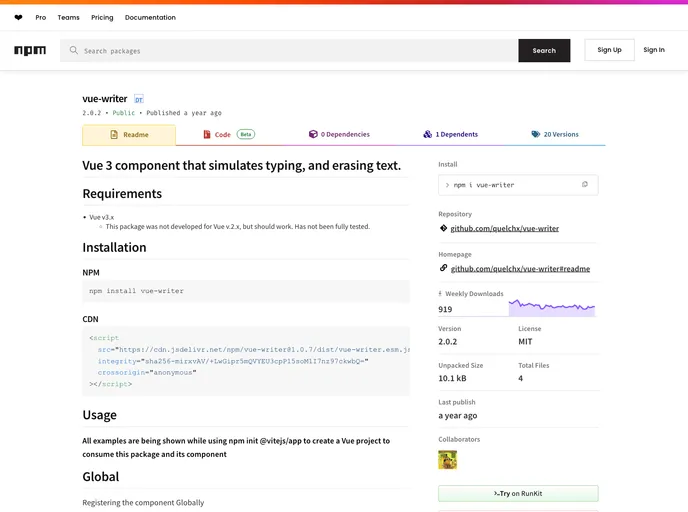Vue Writer