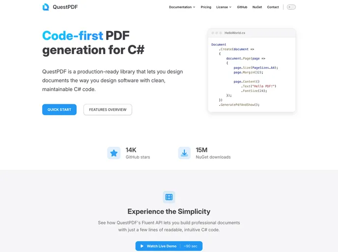 screenshot of QuestPDF