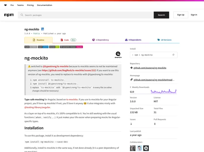 screenshot of Ng Mockito