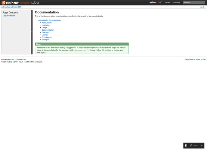 screenshot of Astrodatapy