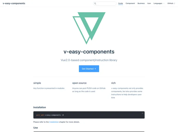 screenshot of V Easy Components