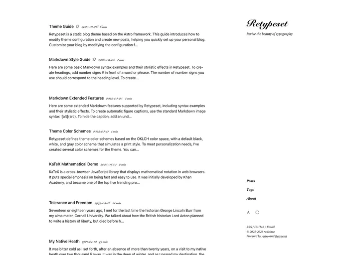 Astro Theme Retypeset screenshot