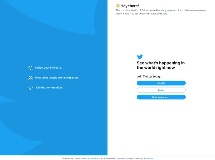 screenshot of Twitter Fullstack Clone