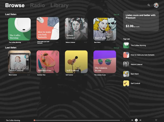 screenshot of Audio Book Website