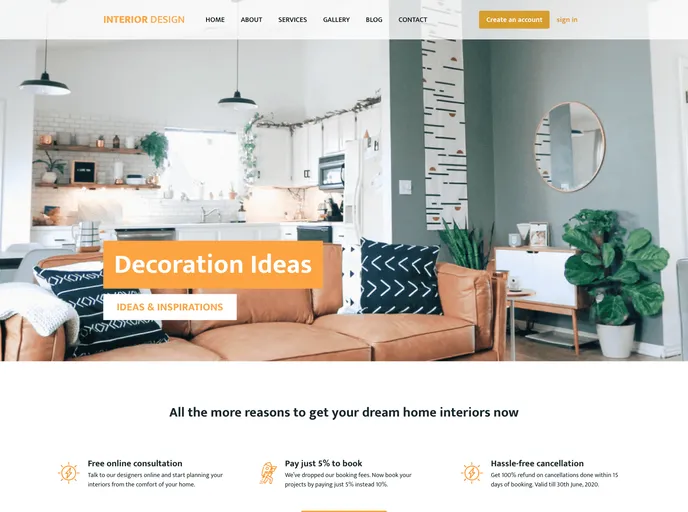 screenshot of Interior Design Website