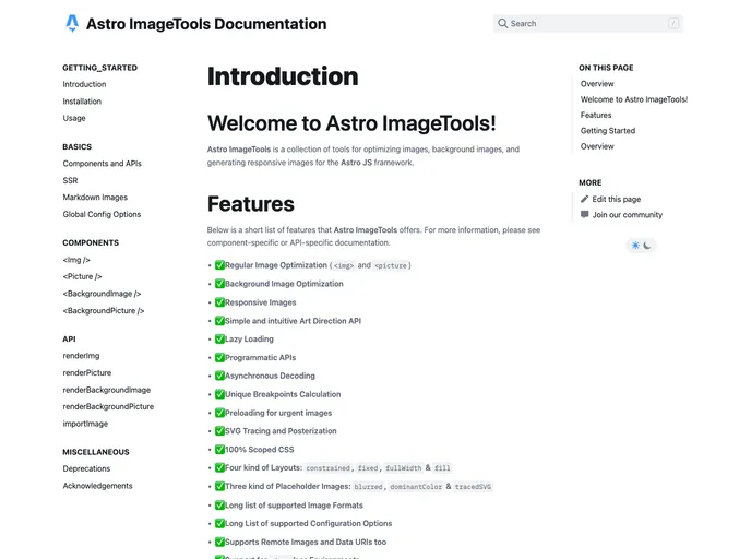 screenshot of Astro Imagetools