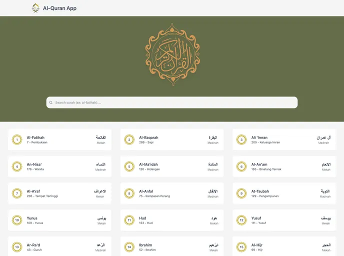 Al Quran Reactjs screenshot