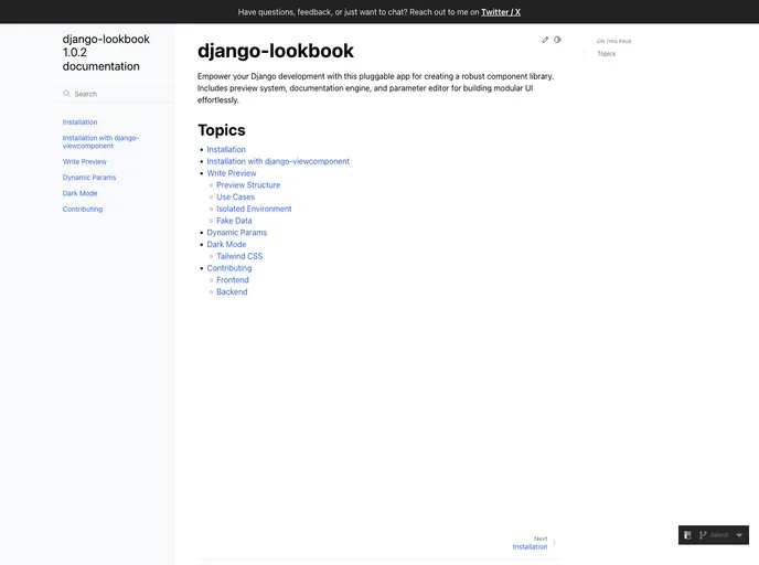 screenshot of Django Lookbook
