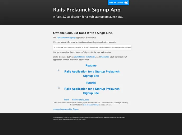 screenshot of Rails Prelaunch Signup