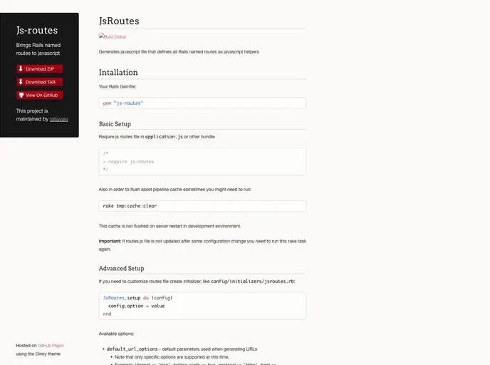 screenshot of Js Routes