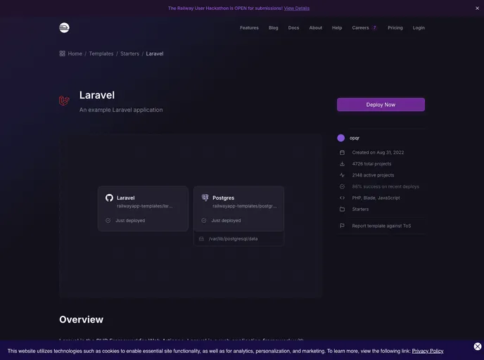 screenshot of Laravel