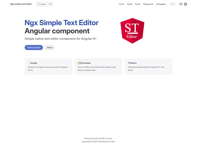 screenshot of Ngx Simple Text Editor