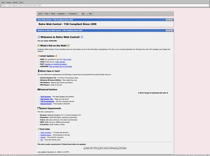 screenshot of Vintage Web Hugo Theme