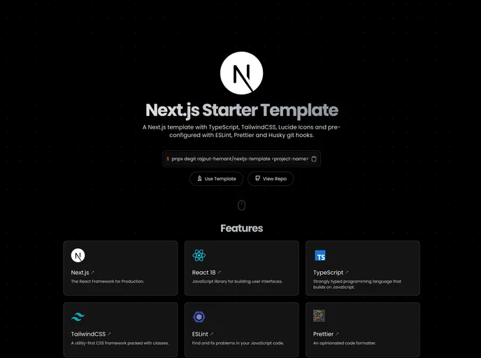 screenshot of Nextjs Template