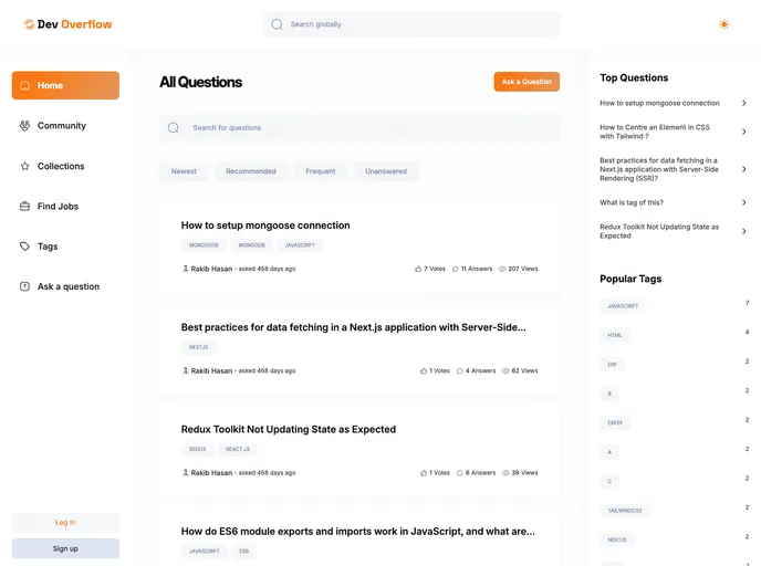 screenshot of Dev_overflow_nextjs13