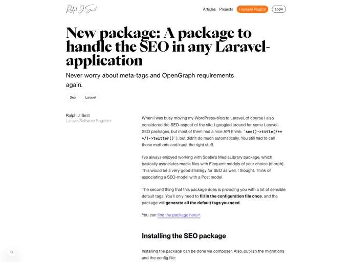 screenshot of Laravel Seo