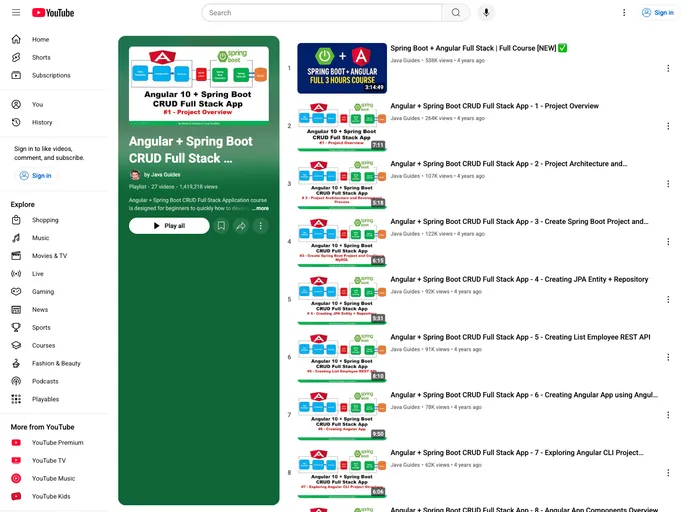 screenshot of Angular 10 Spring Boot CRUD Full Stack App