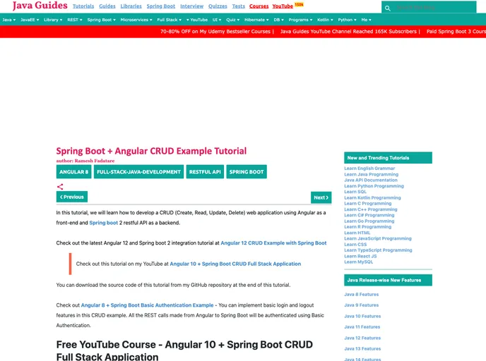 screenshot of Angular8 SpringBoot CRUD Tutorial