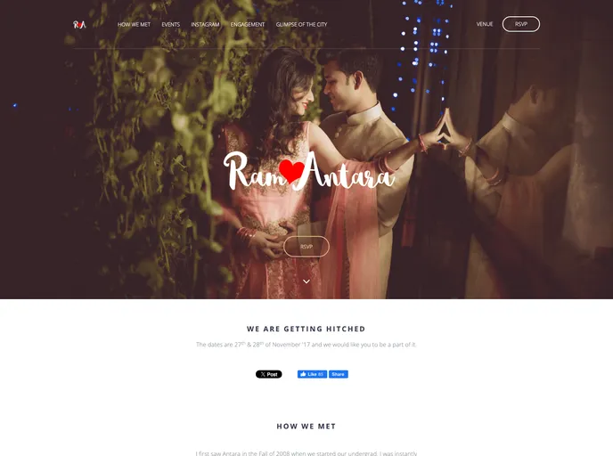 screenshot of Wedding Website