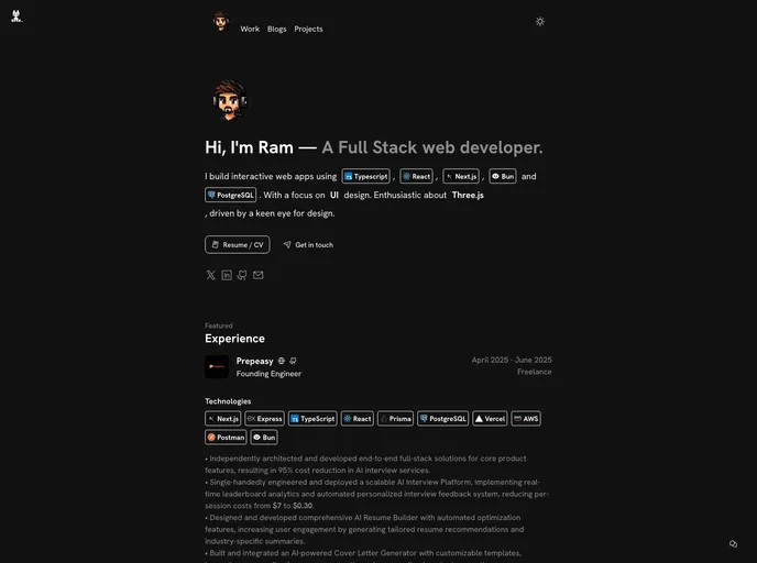 screenshot of Sleek Portfolio