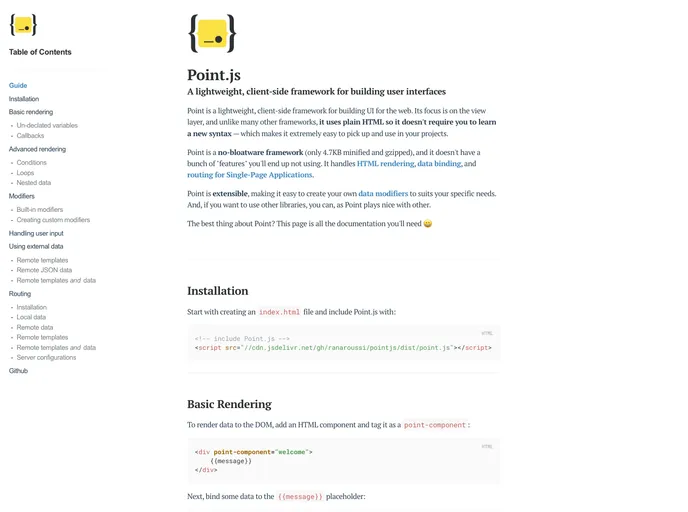 screenshot of Pointjs