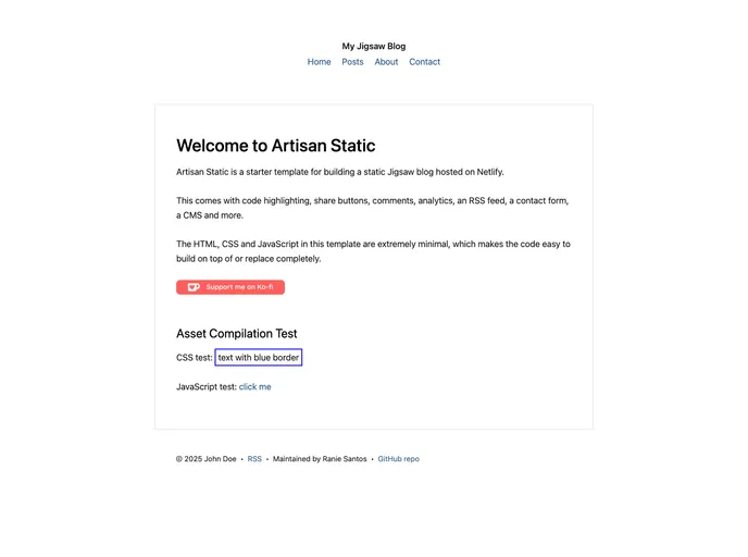 screenshot of Artisan Static