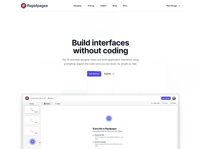 screenshot of Rapidpages