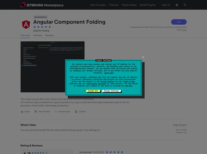 screenshot of Angular Folding