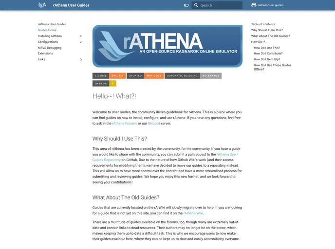 screenshot of User Guides