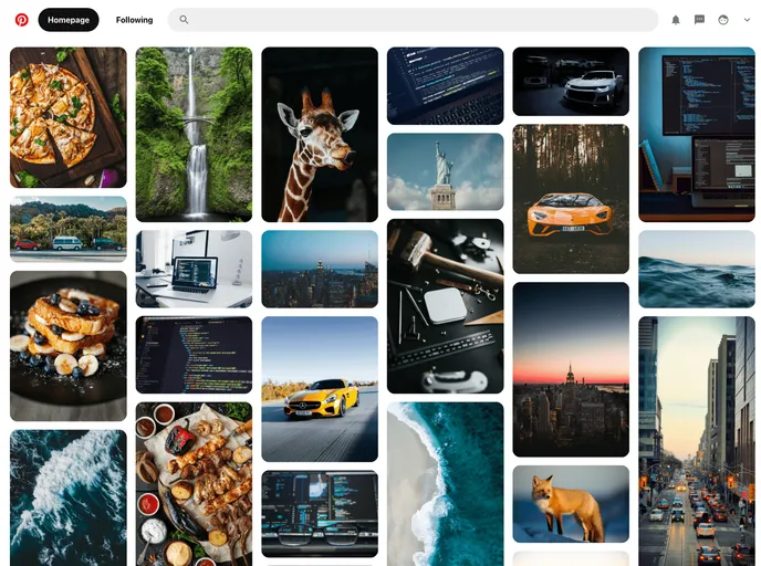 Pinterest Clone React screenshot