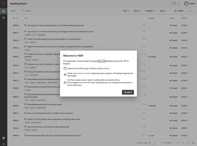 screenshot of Samples Yabt