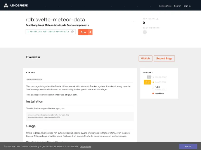 screenshot of Svelte Meteor Data