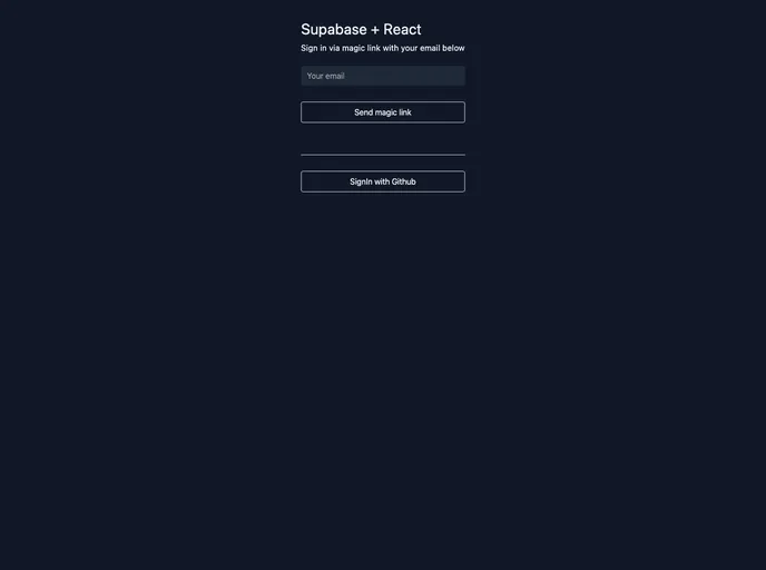 screenshot of Astro React Tailwind Supabase Auth