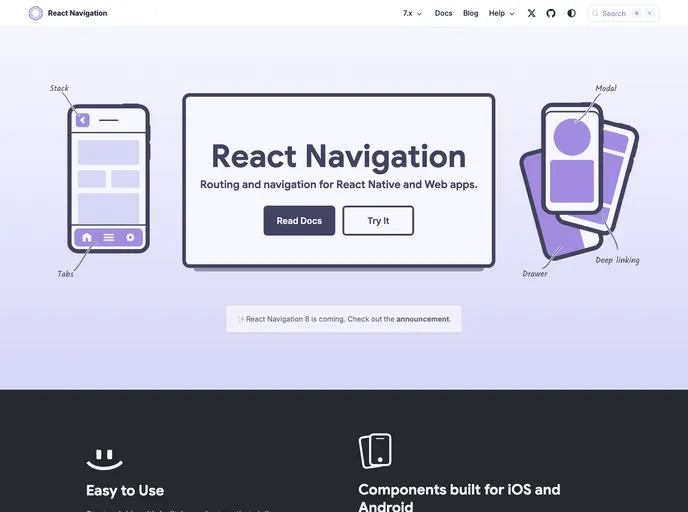React Navigation screenshot