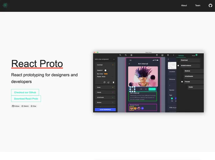 screenshot of React Proto
