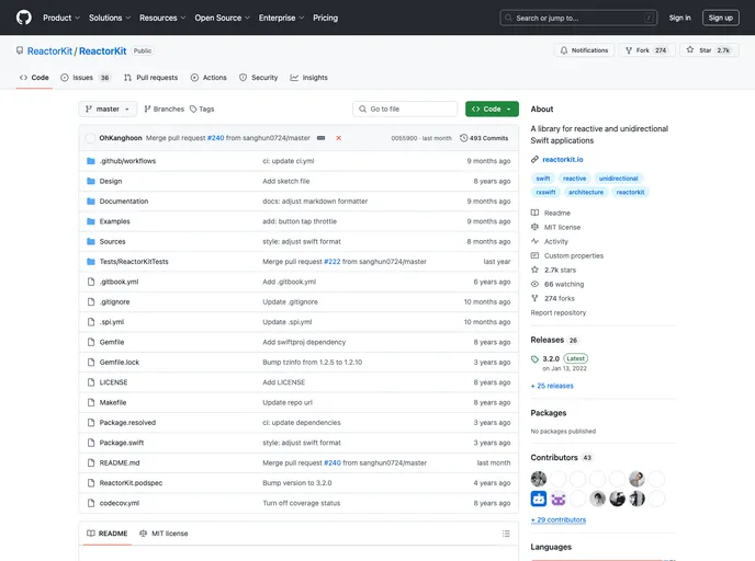 screenshot of ReactorKit
