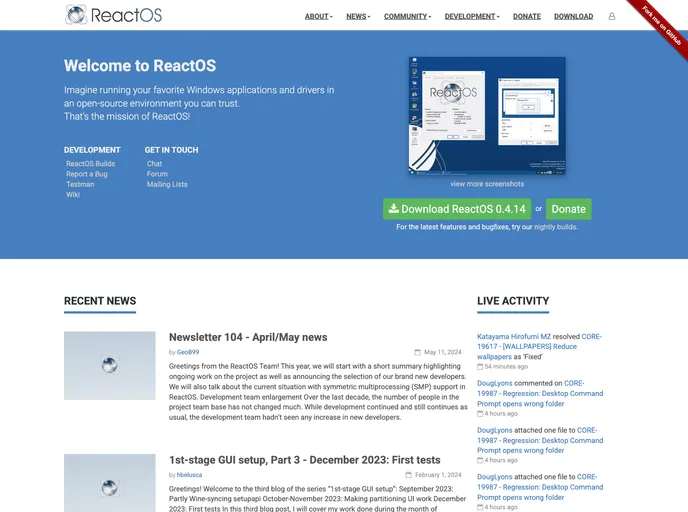 screenshot of Reactos