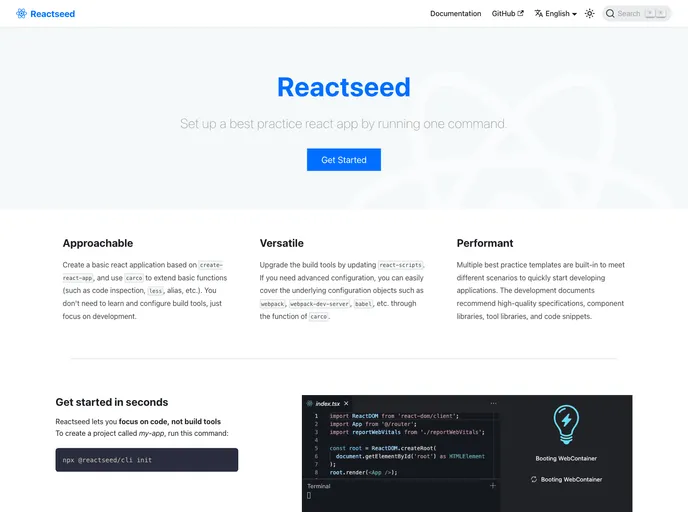screenshot of Reactseed