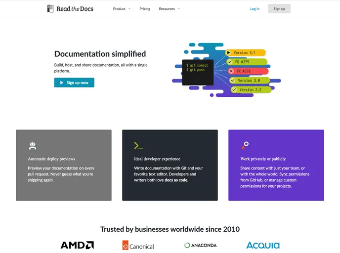 screenshot of Readthedocs.org