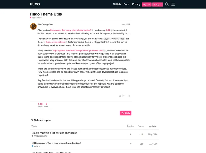 screenshot of Hugo Theme Utils