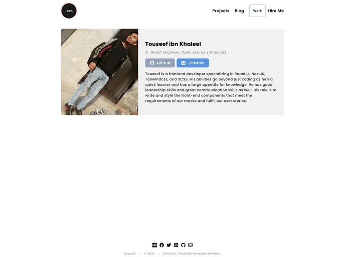 screenshot of Devfolio