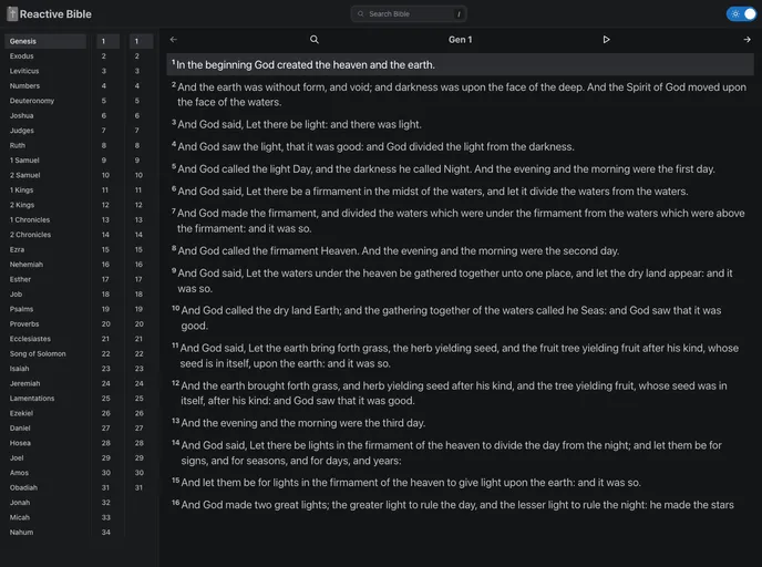 screenshot of Reactive Bible