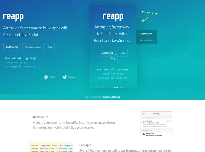 screenshot of Reapp UI
