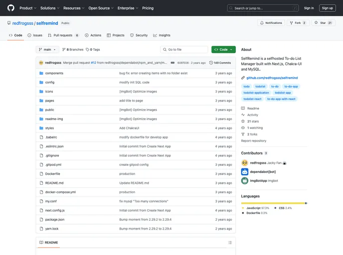 screenshot of Selfremind