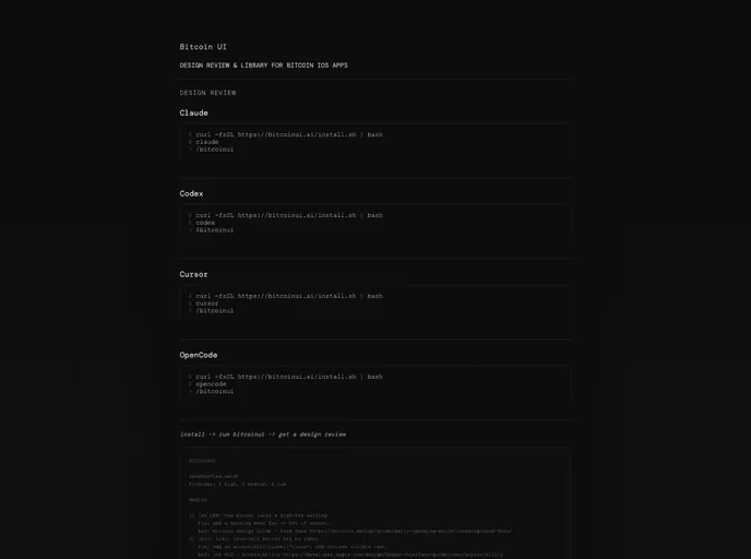screenshot of BitcoinUI
