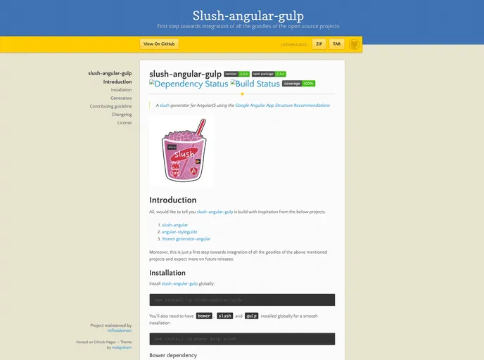 screenshot of Slush Angular Gulp
