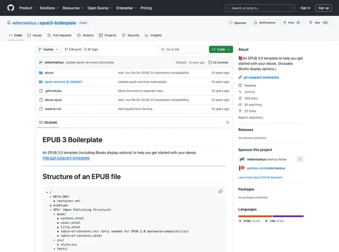screenshot of Epub3 Boilerplate